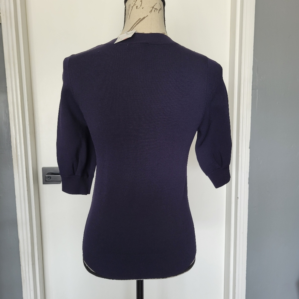NWT H&M Navy Knit Short Sleeve Pullover Tee Top XS - Picture 5 of 7